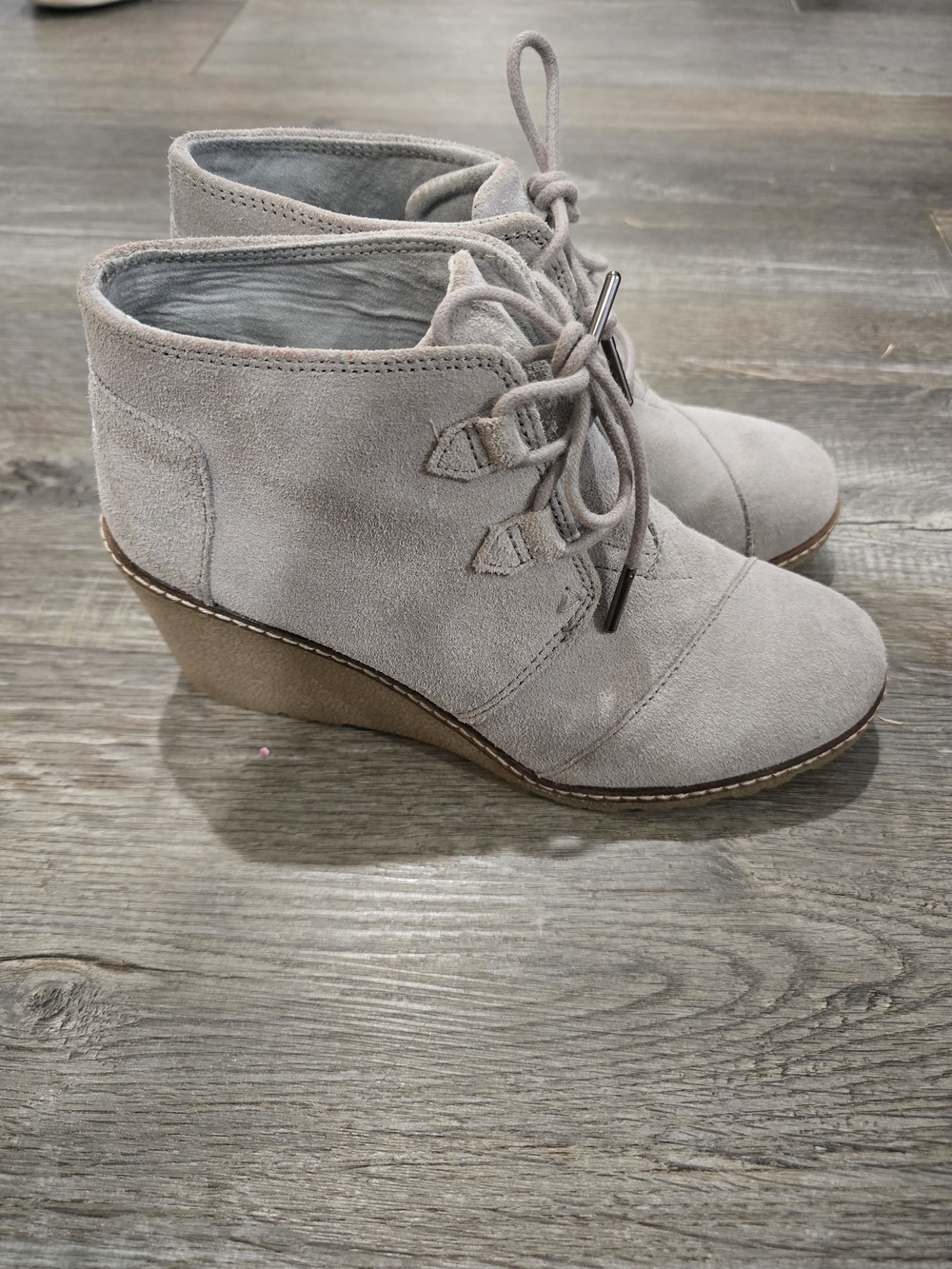 TOMS Desert Wedge Bootie Gray Suede Wedges